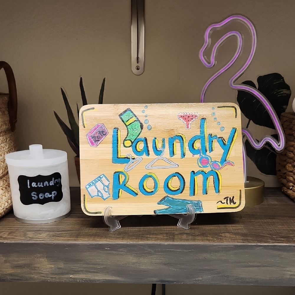 Landry Room Sign Hand Painted On Bamboo 10 X 7 Wall Art - Picture 7 of 7
